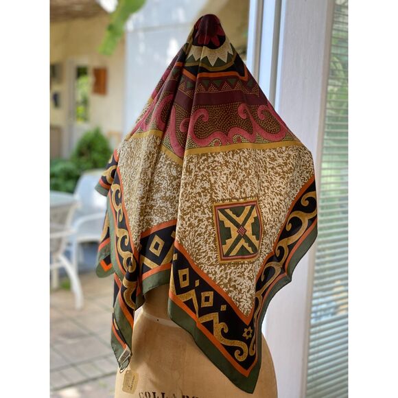 VTG NWT NY Studio 100% Silk Fall Multicolor Abstract Scarf Made in Korea 34"x34" - Picture 8 of 8